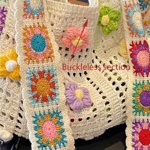 Handmade Crochet Flower Bag Strap - Cream with Pastel Flowers